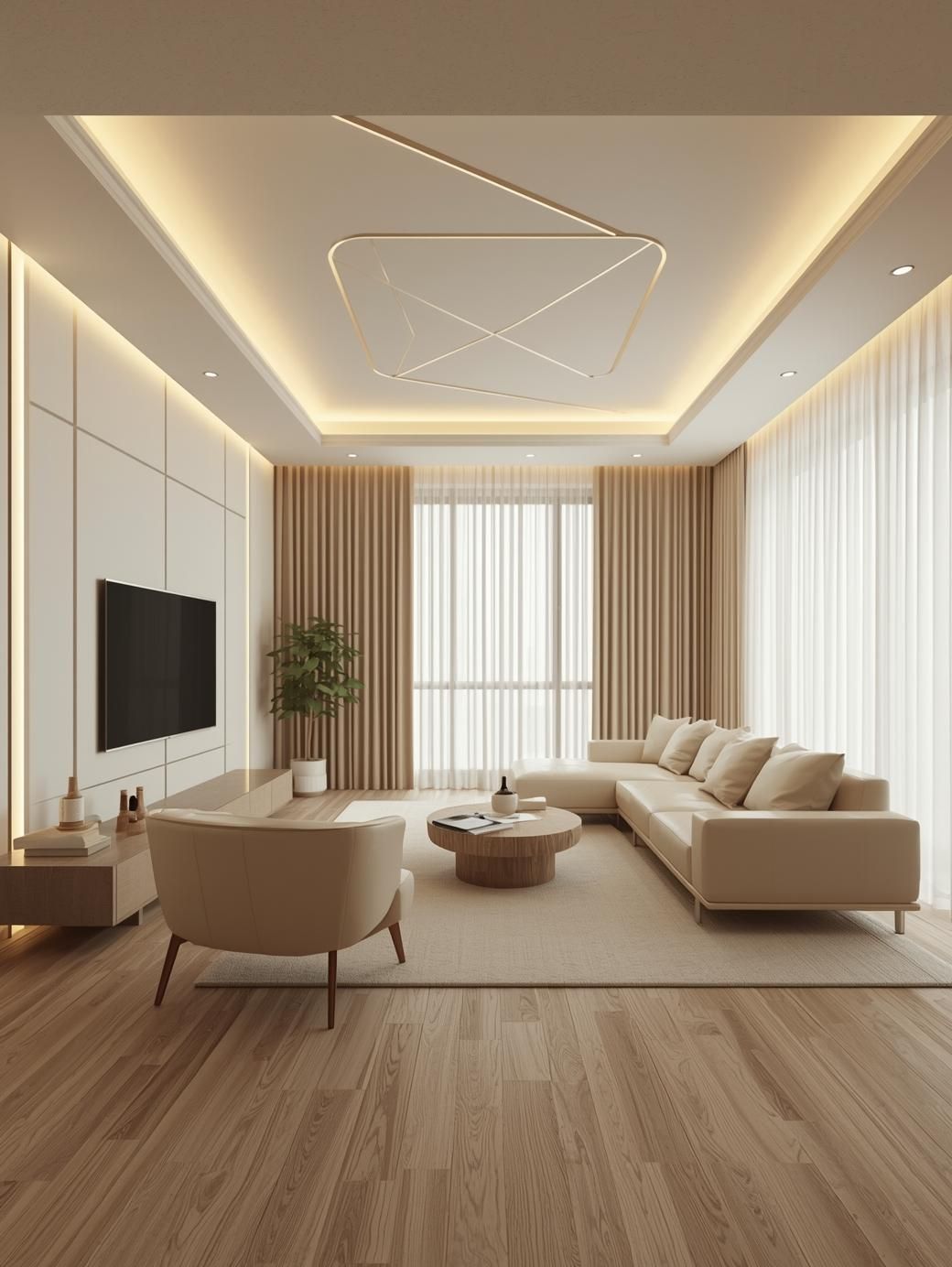 Modern False Ceiling with Indirect Warm 3000K LED Cove Glow #16